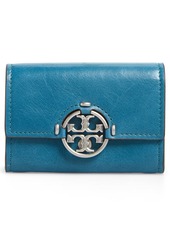 Tory Burch Mini Miller Leather Flap Wallet in Brisk Blue at Nordstrom