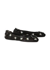 Tory Burch Minnie Travel Ballet Flat in Daybreak Ditsy /Perfect Black at Nordstrom