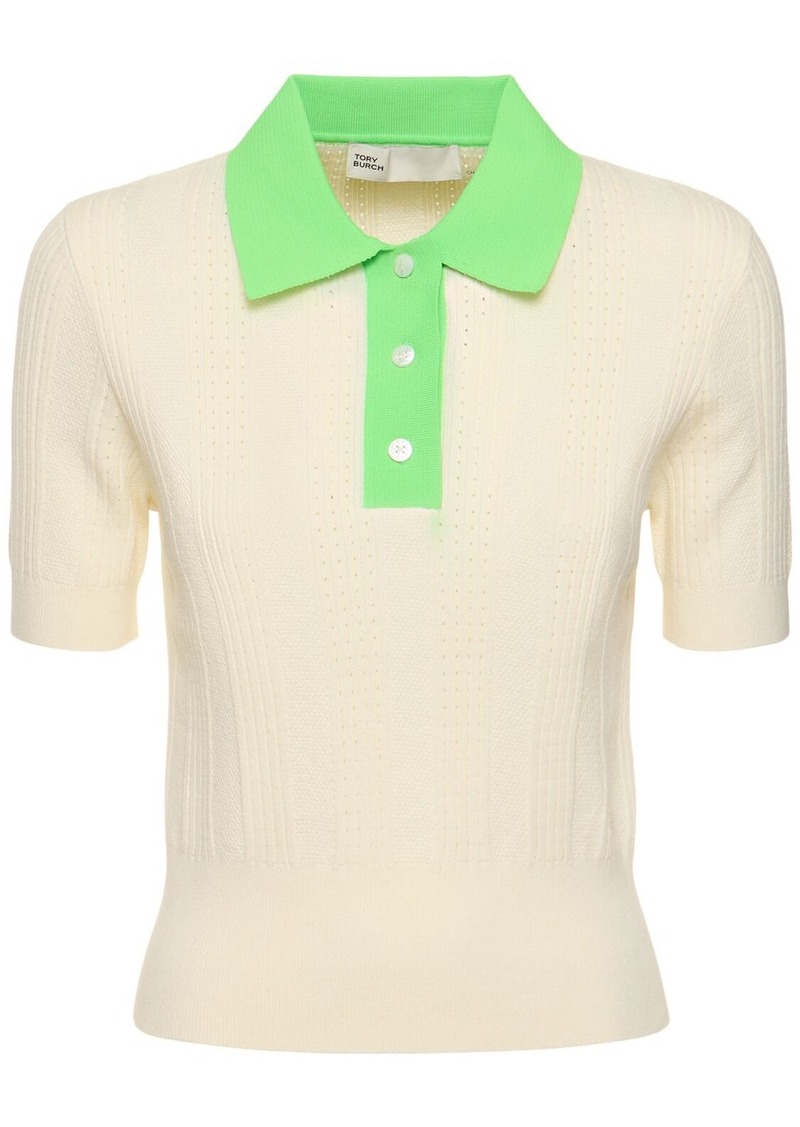 Tory Sport Cotton Pointelle Polo