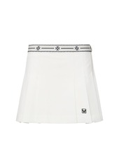 Tory Sport Logo Tape Pleated Twill Mini Skirt