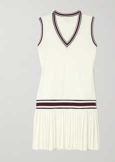 Tory Sport Striped Pleated Stretch-jersey Tennis Dress
