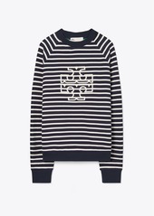 Tory Sport Tory Burch French Terry Striped Logo Crew