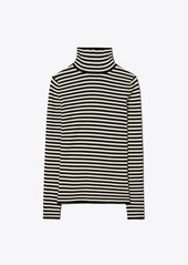 Tory Sport Tory Burch Striped Wool Ribbed Turtleneck