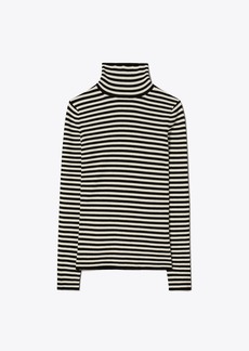Tory Sport Tory Burch Striped Wool Ribbed Turtleneck