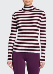 Tory Sport Striped Ribbed Turtleneck Top