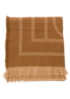 Totême Beige Scarf with Monogram Print in Wool and Cashmere Woman