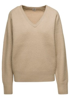Totême Beige Sweater with V Neckline in Wool Woman