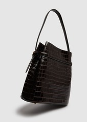 Totême Belted Croc Embossed Leather Bucket Bag