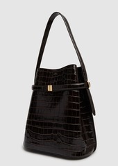 Totême Belted Croc Embossed Leather Bucket Bag