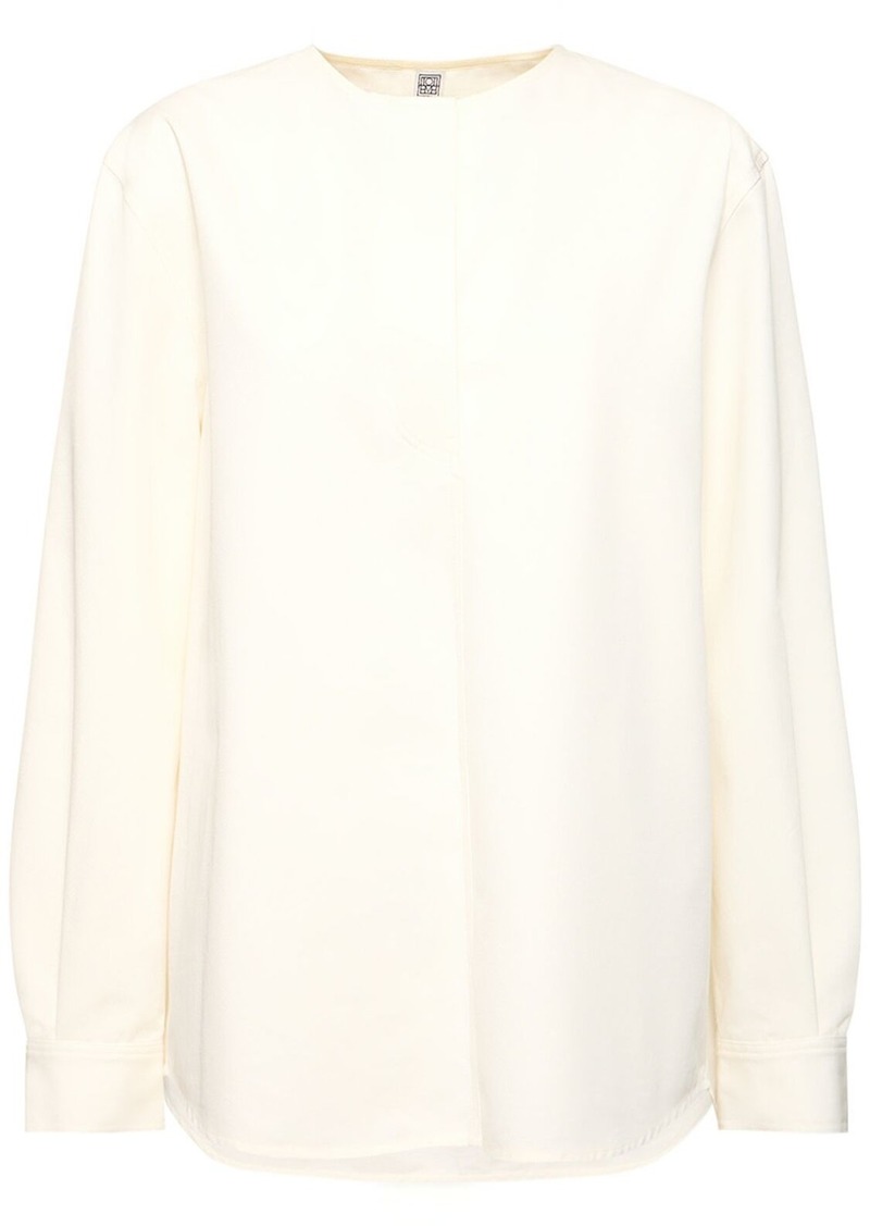 Totême Collarless Cotton Twill Shirt