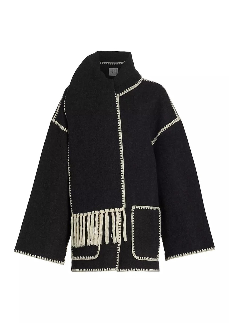 Totême Embroidered Wool-Blend Scarf Jacket