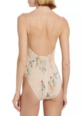 Totême Floral Smocked One-Piece Swimsuit