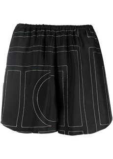 Totême geometric-print silk shorts