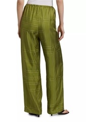 Totême Monogrammed Silk Straight-Leg Pants