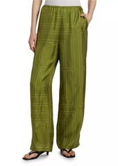 Totême Monogrammed Silk Straight-Leg Pants