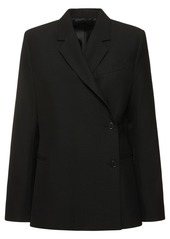 Totême Off-center Wool Blend Wrap Blazer