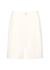 Totême Relaxed Pleated Twill Cotton Shorts