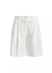 Totême Relaxed Twill Pleated Wide-Leg Shorts