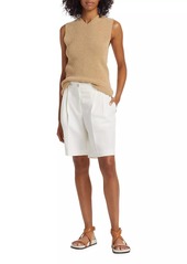 Totême Relaxed Twill Pleated Wide-Leg Shorts