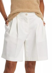 Totême Relaxed Twill Pleated Wide-Leg Shorts