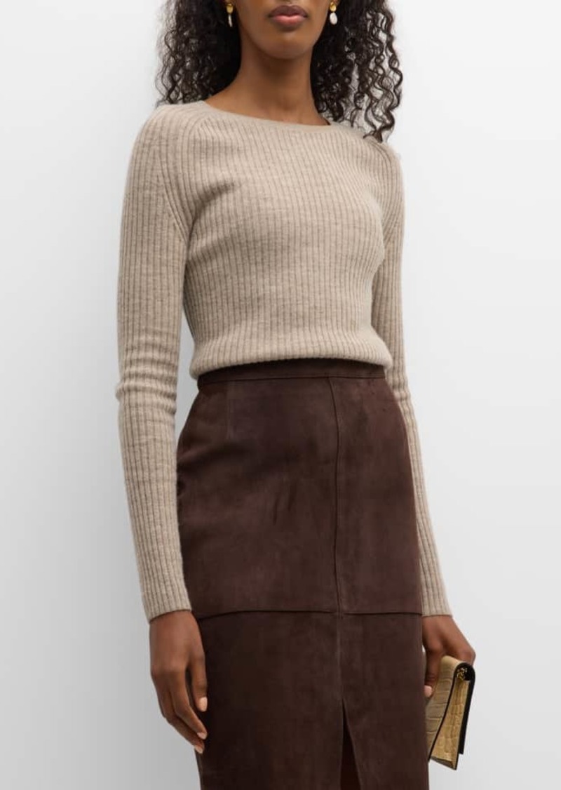 Totême Ribbed Wool Raglan-Sleeve Sweater
