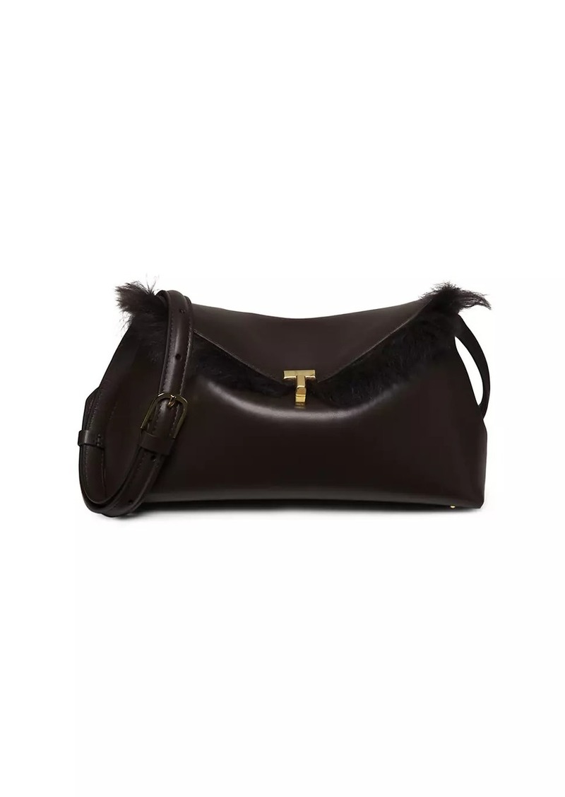 Totême Shearling T-Lock Leather Clutch