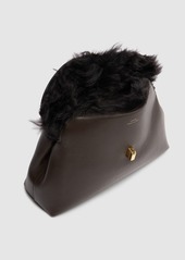 Totême T-lock Shiny Shearling & Nappa Clutch