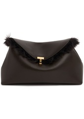 Totême T-lock Shiny Shearling & Nappa Clutch