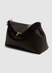 Totême T-lock Shiny Shearling & Nappa Clutch