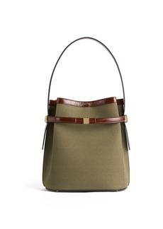 Totême Toteme - Belted Leather-Trimmed Canvas Bucket Bag - Brown - OS - Moda Operandi