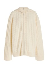 Totême Toteme - Cable-Knit Wool-Cashmere Hoodie - White - S - Moda Operandi