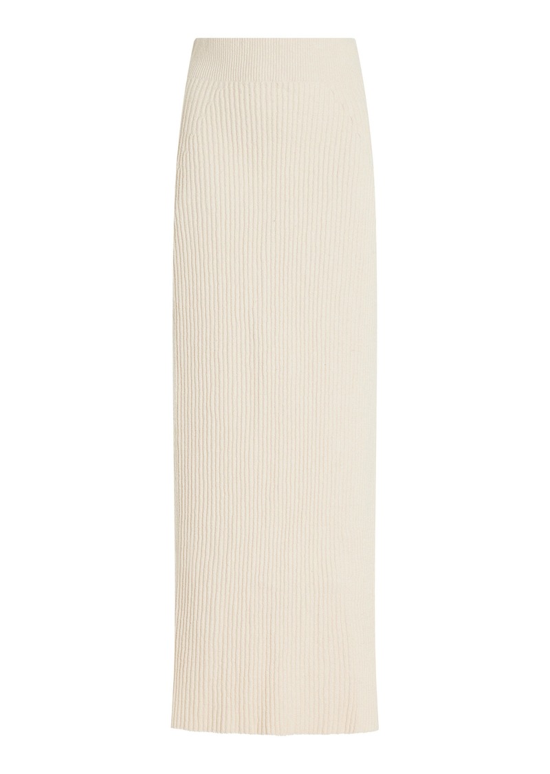 Totême Toteme - Cotton-Blend Ribbed Bouclé-Knit Midi Skirt - White - L - Moda Operandi