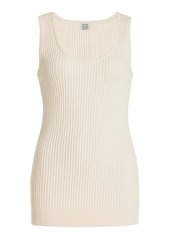 Totême Toteme - Cotton-Blend Ribbed Bouclé-Knit Tank Top - White - XS - Moda Operandi