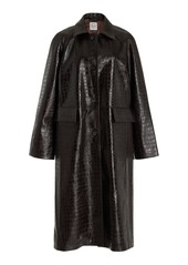 Totême Toteme - Croc-Embossed Leather Coat - Brown - FR 36 - Moda Operandi