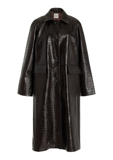 Totême Toteme - Croc-Embossed Leather Coat - Brown - FR 38 - Moda Operandi
