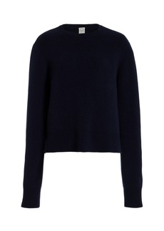 Totême Toteme - Cropped Stretch Cashmere And Wool-Blend Sweater - Navy - S - Moda Operandi