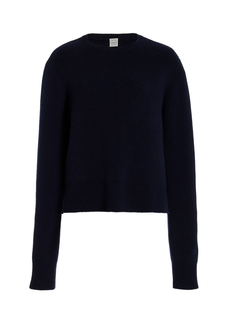 Totême Toteme - Cropped Stretch Cashmere And Wool-Blend Sweater - Navy - XS - Moda Operandi