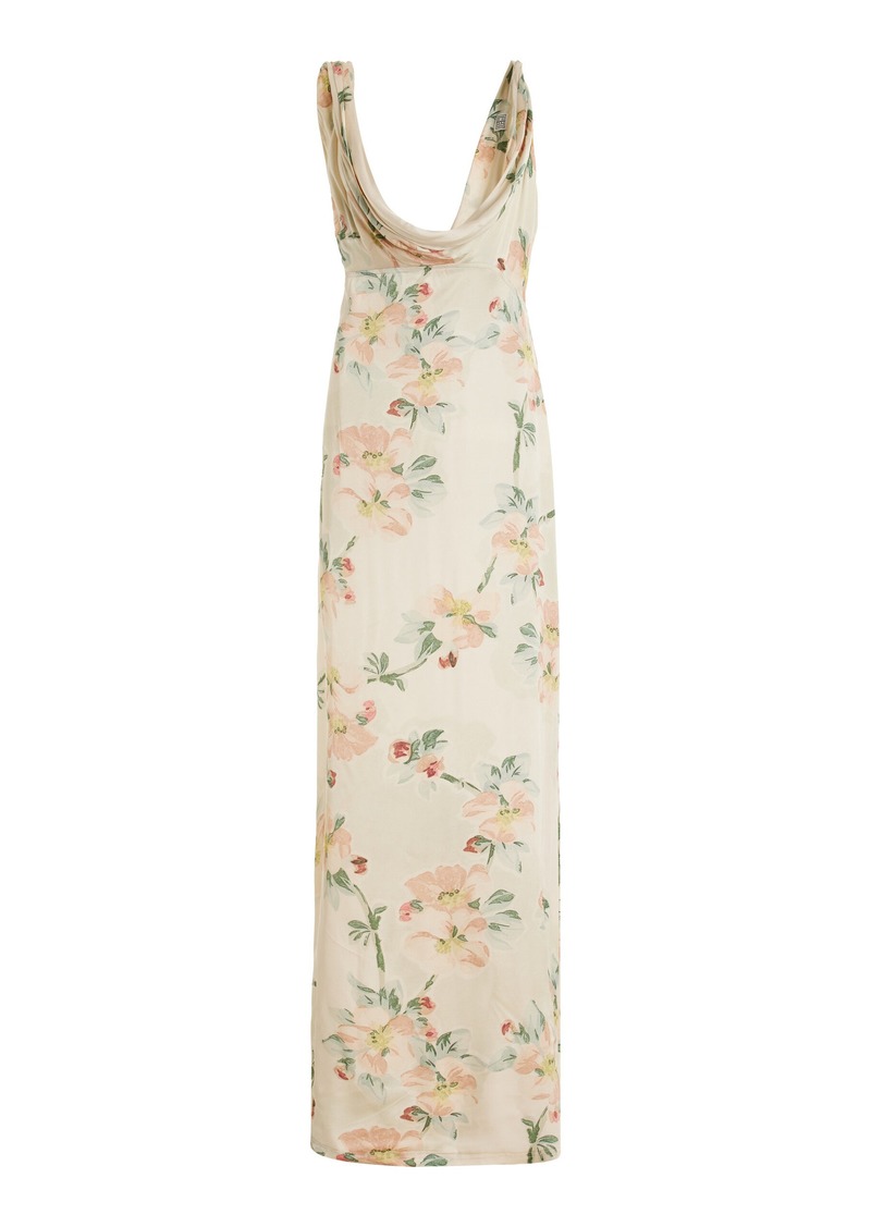 Totême Toteme - Draped Floral Crepe Maxi Dress - Yellow - FR 38 - Moda Operandi