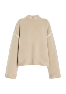 Totême Toteme - Embroidered Wool-Cashmere Knit Top - Ivory - S - Moda Operandi