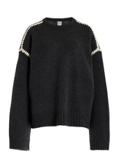 Totême Toteme - Embroidered Wool-Cashmere Sweater - Grey - S - Moda Operandi