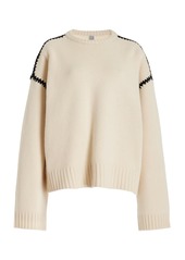 Totême Toteme - Embroidered Wool-Cashmere Sweater - Grey - S - Moda Operandi