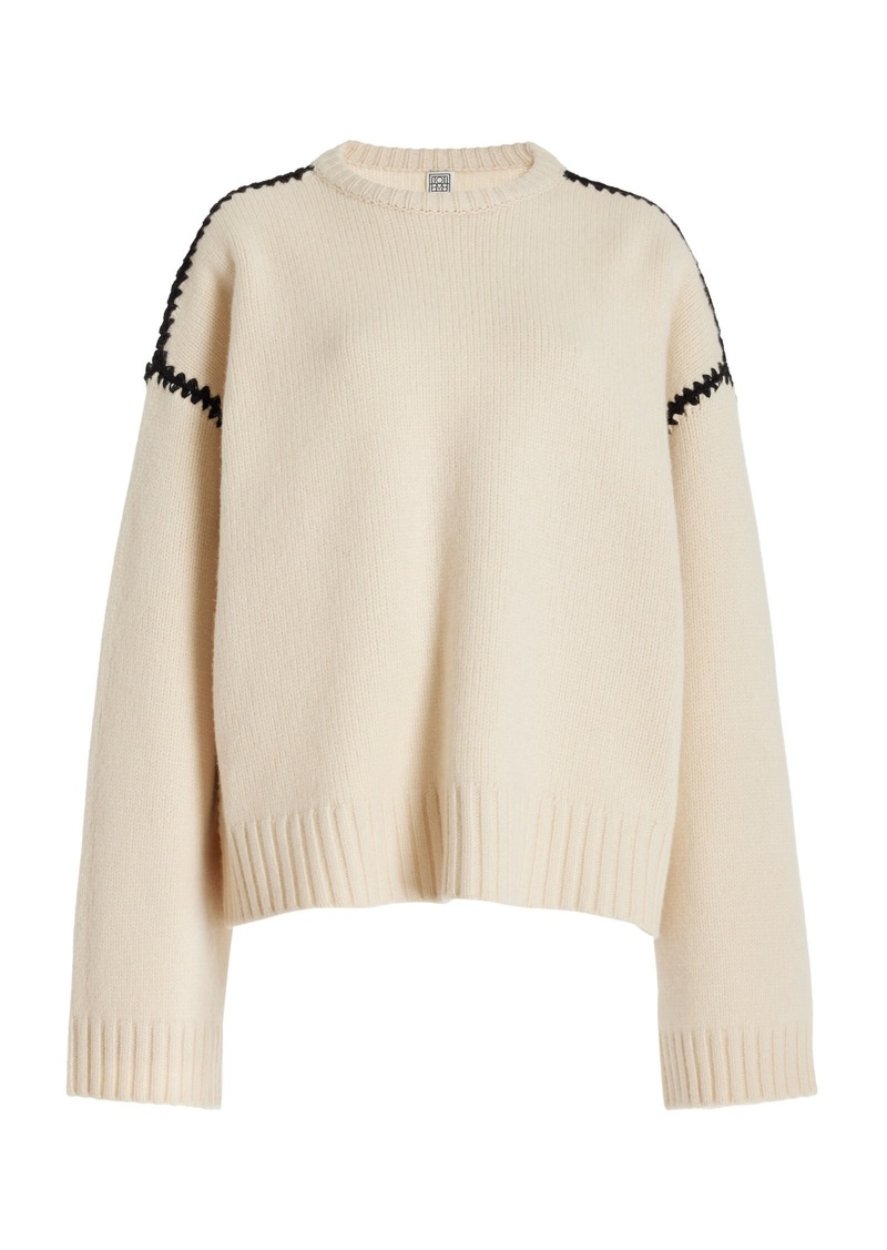 Totême Toteme - Embroidered Wool-Cashmere Sweater - White - S - Moda Operandi
