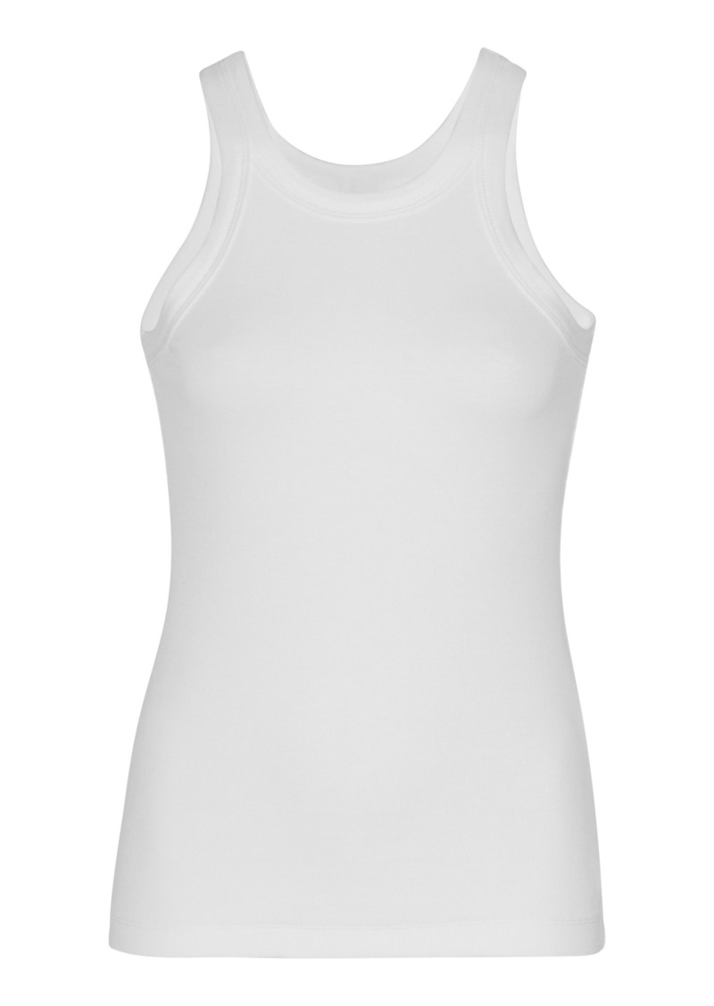 Totême Toteme - Espera Ribbed Stretch Cotton-Blend Top   - White - XS - Moda Operandi