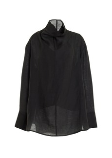 Totême Toteme - Funnel-Neck Organza Blouse - Black - FR 32 - Moda Operandi