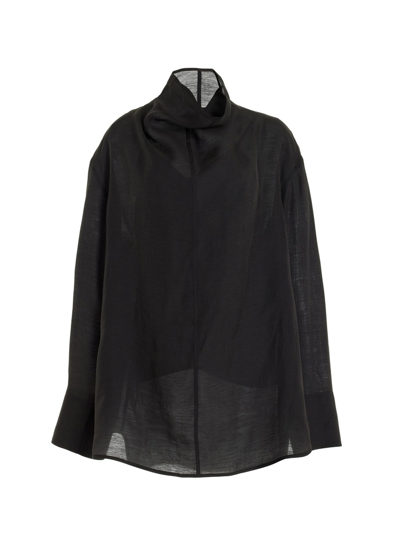 Totême Toteme - Funnel-Neck Organza Blouse - Black - FR 38 - Moda Operandi