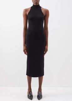 Totême Toteme - High-neck Ribbed Wool-blend Midi Dress - Womens - Black