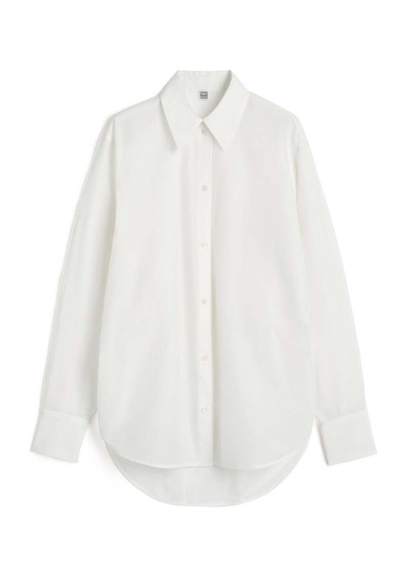 Totême Toteme - Kimono-Sleeve Cotton-Blend Shirt - White - FR 40 - Moda Operandi