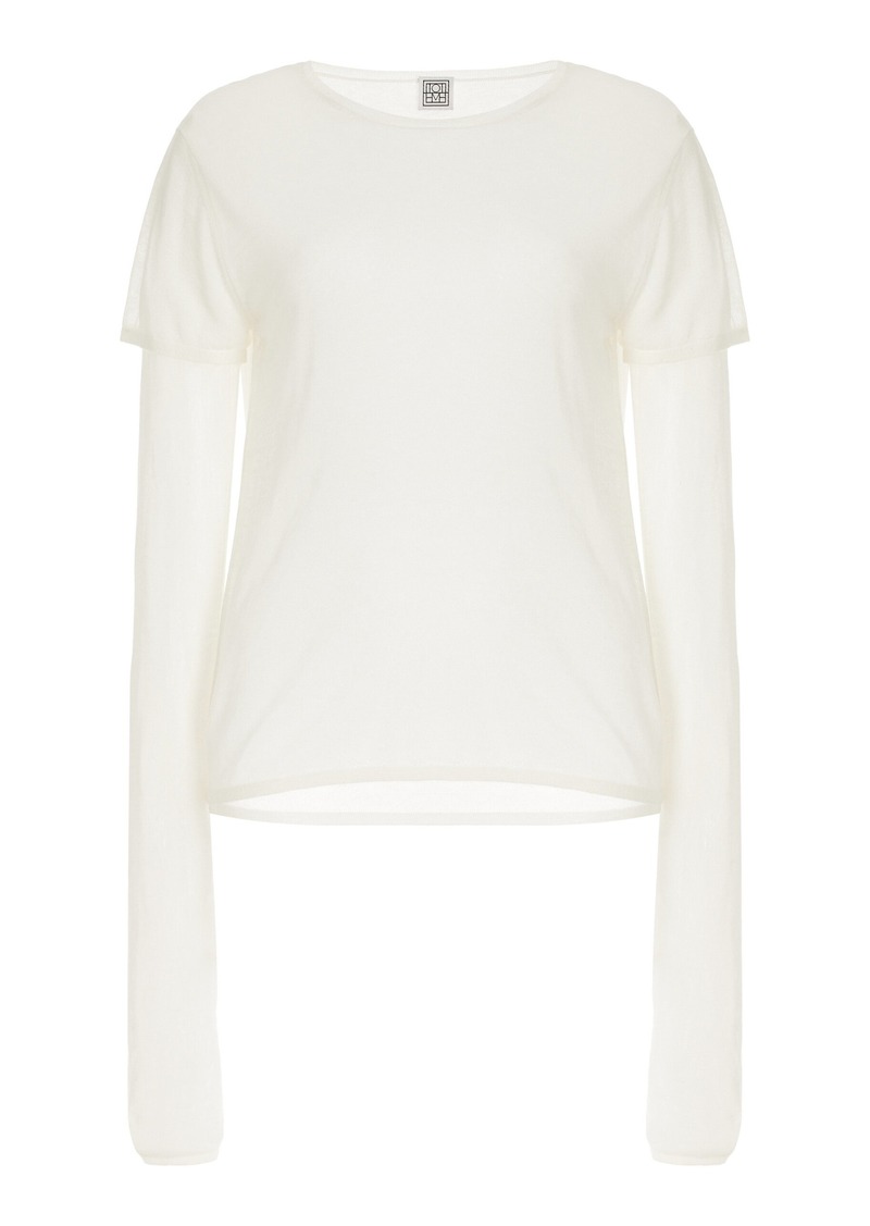 Totême Toteme - Layered Knit Lyocell-Cashmere Tee - Ivory - L - Moda Operandi