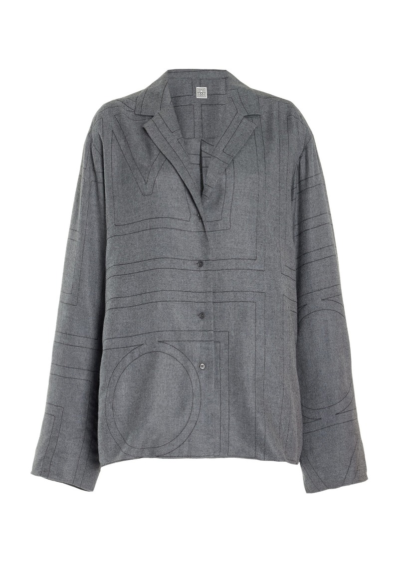 Totême Toteme - Monogram Flannel PJ Top - Grey - FR 36 - Moda Operandi