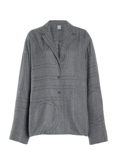 Totême Toteme - Monogram Flannel PJ Top - Grey - FR 34 - Moda Operandi